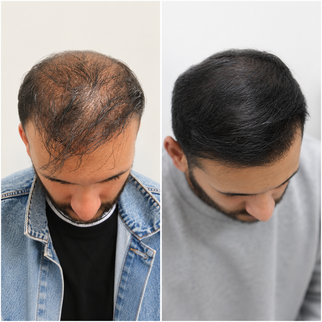 Male customer hair before and after result